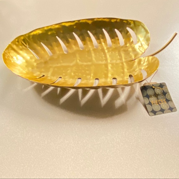 Monstera Gold Decorative Metal Tray Catchall - Picture 3 of 15